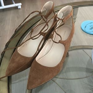 Marc Fisher Camel Suede Pointed Toe Wedge Heels